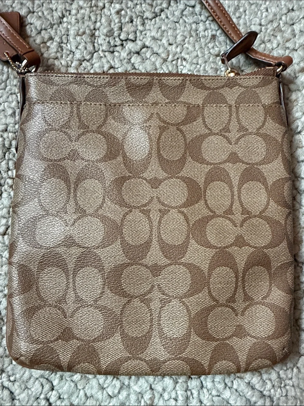 Coach North South Tan Signature Canvas Crossbody Bag F58309